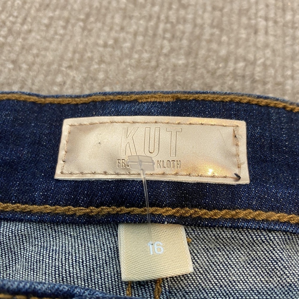 KUT From The Kloth Boyfriend Jeans Womens 16 Blue Dark Wash Mid Rise Stretch - Picture 2 of 11